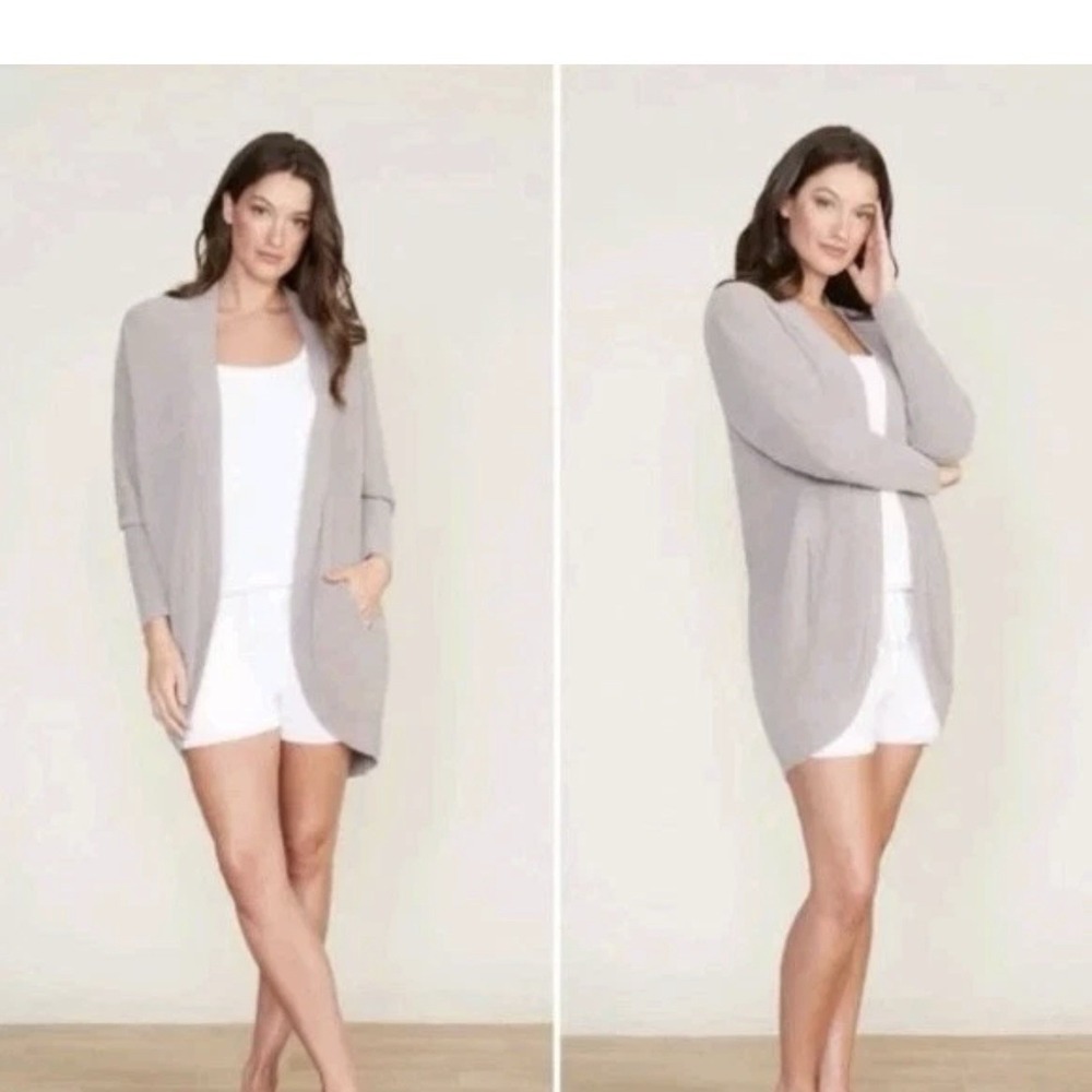 Barefoot Dreams Cardigan Small Cocoon Oyster CozyChic Ultra Lite BDWCU21659